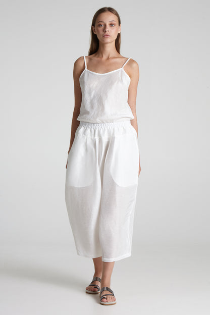 Silk and linen ankle wide pants