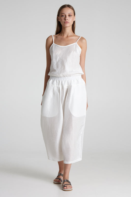 Silk and linen ankle wide pants