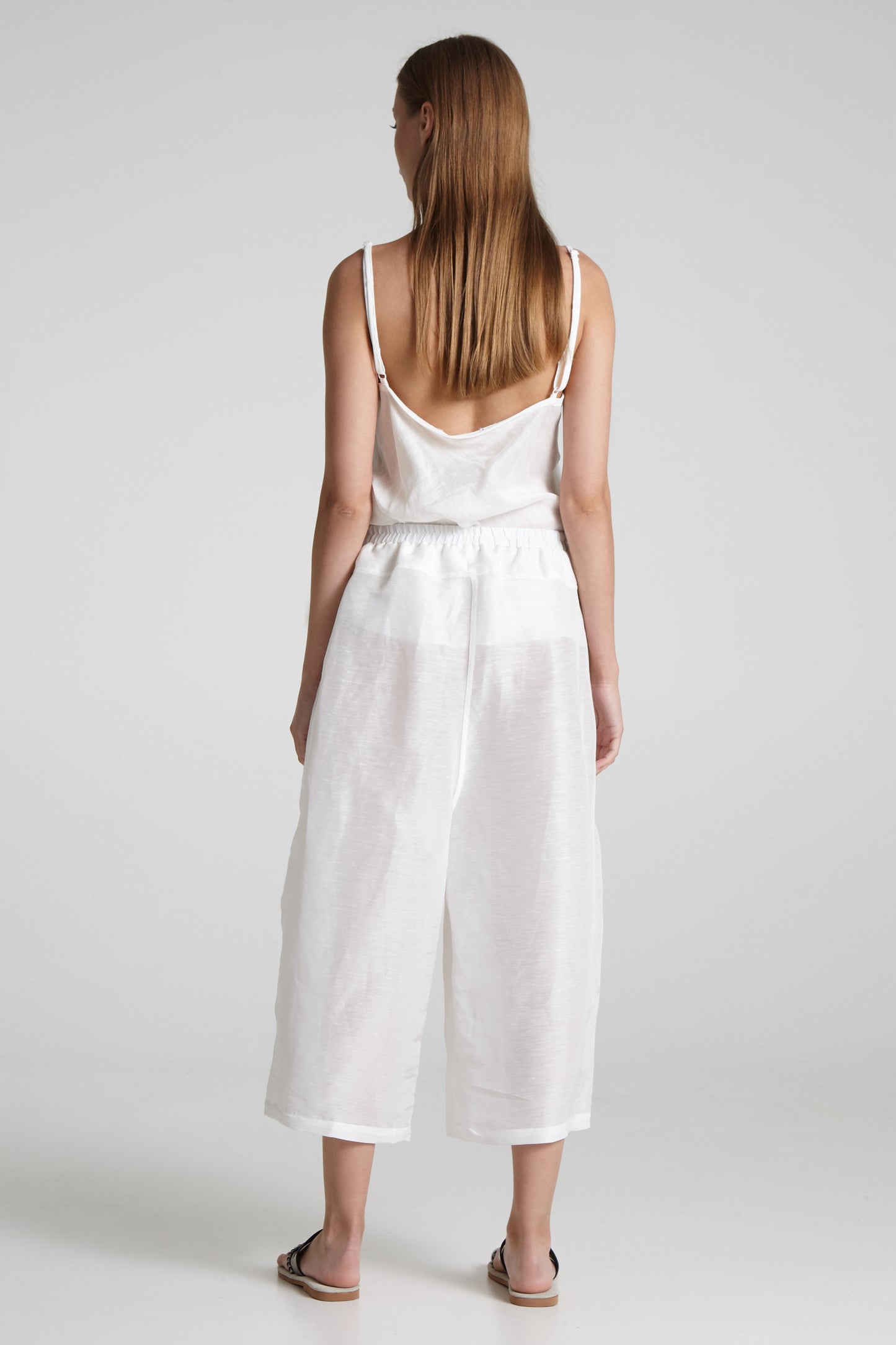 Silk and linen ankle wide pants