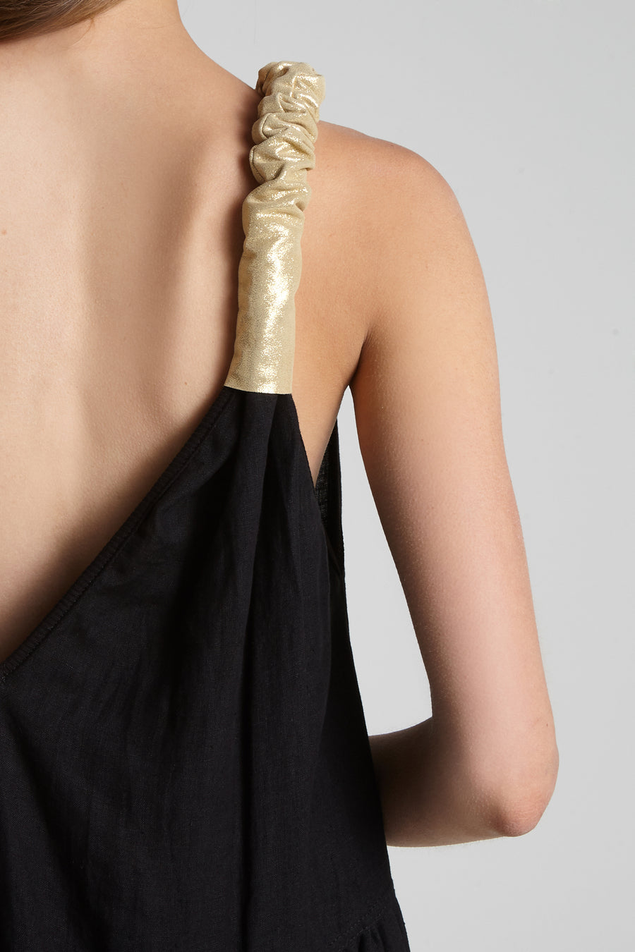 Golden straps linen dress