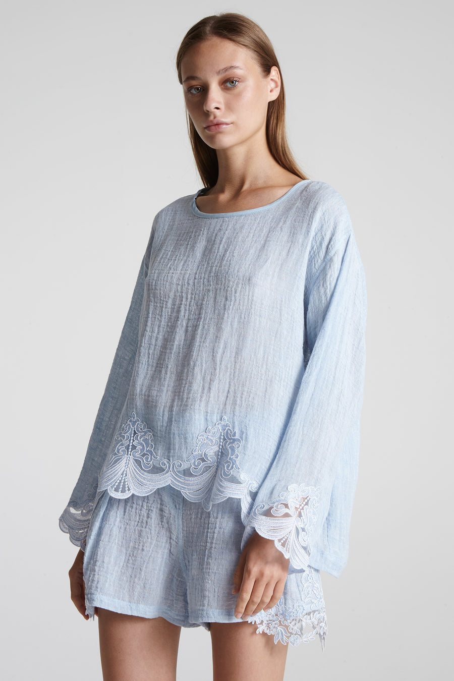 Long sleeve lace blouse