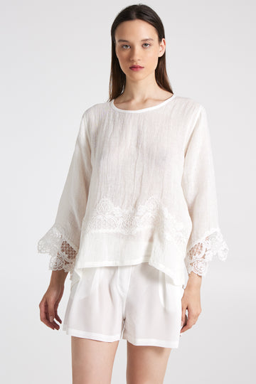 Lace On The Sleeves Blouse