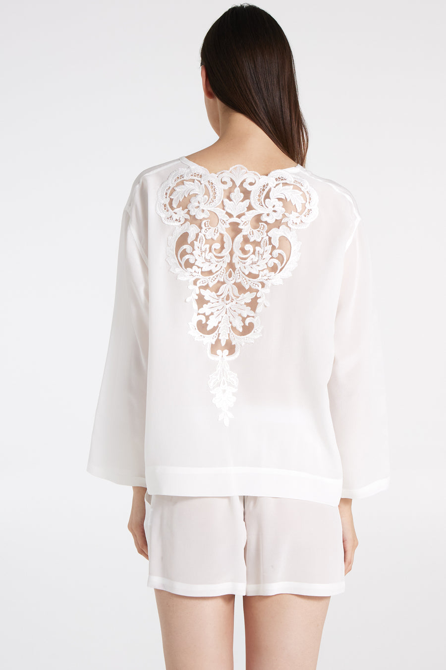 Lace On The Back Silk Blouse