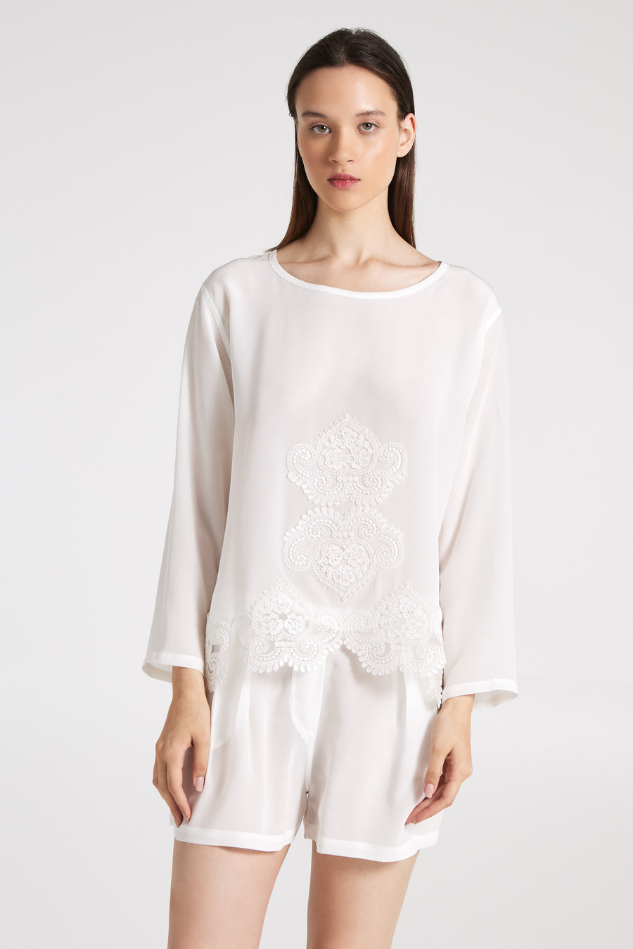 Silk Blouse With Lace