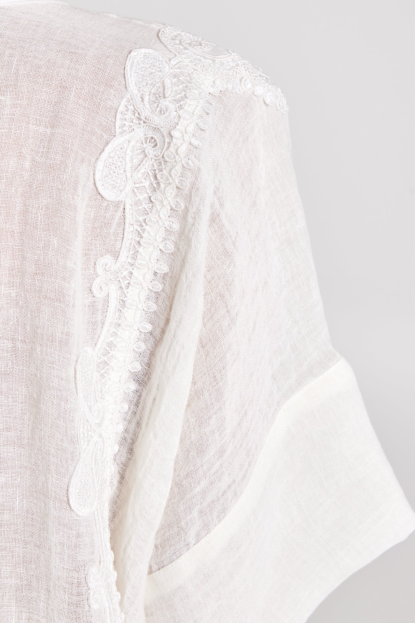 Short Linen And Lace Blouse