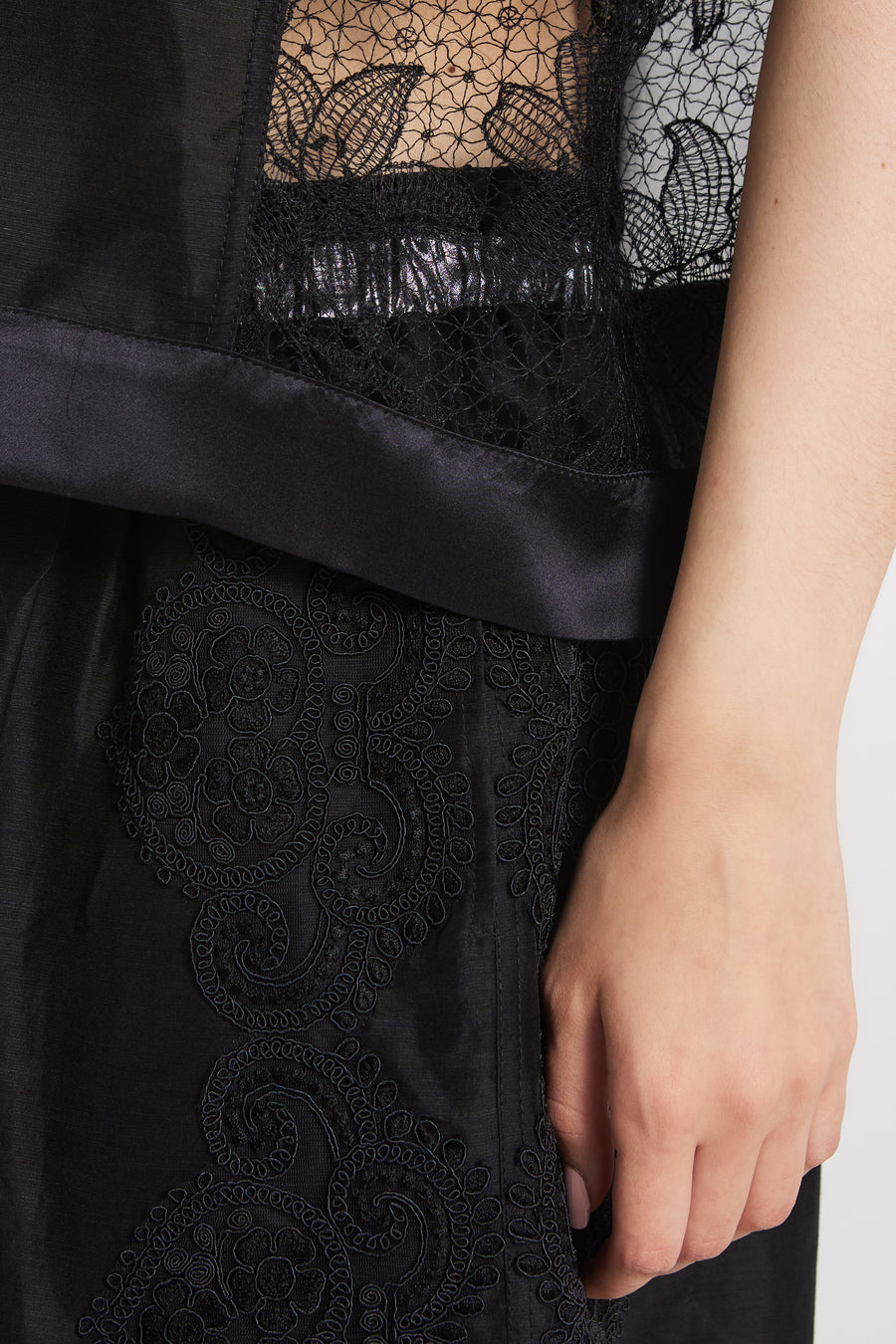 Sheer silk blouse with lace