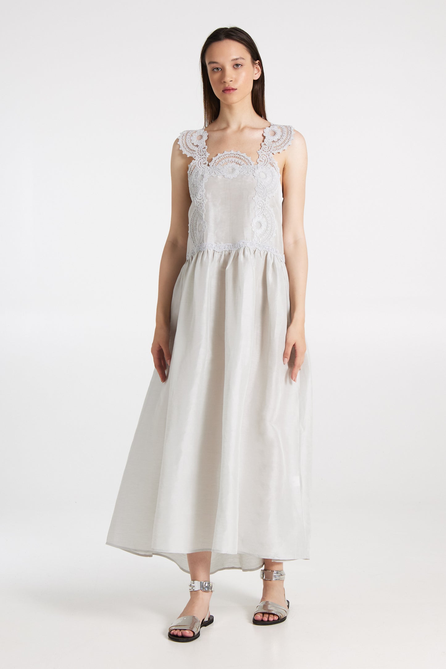 Silk and linen lace dress