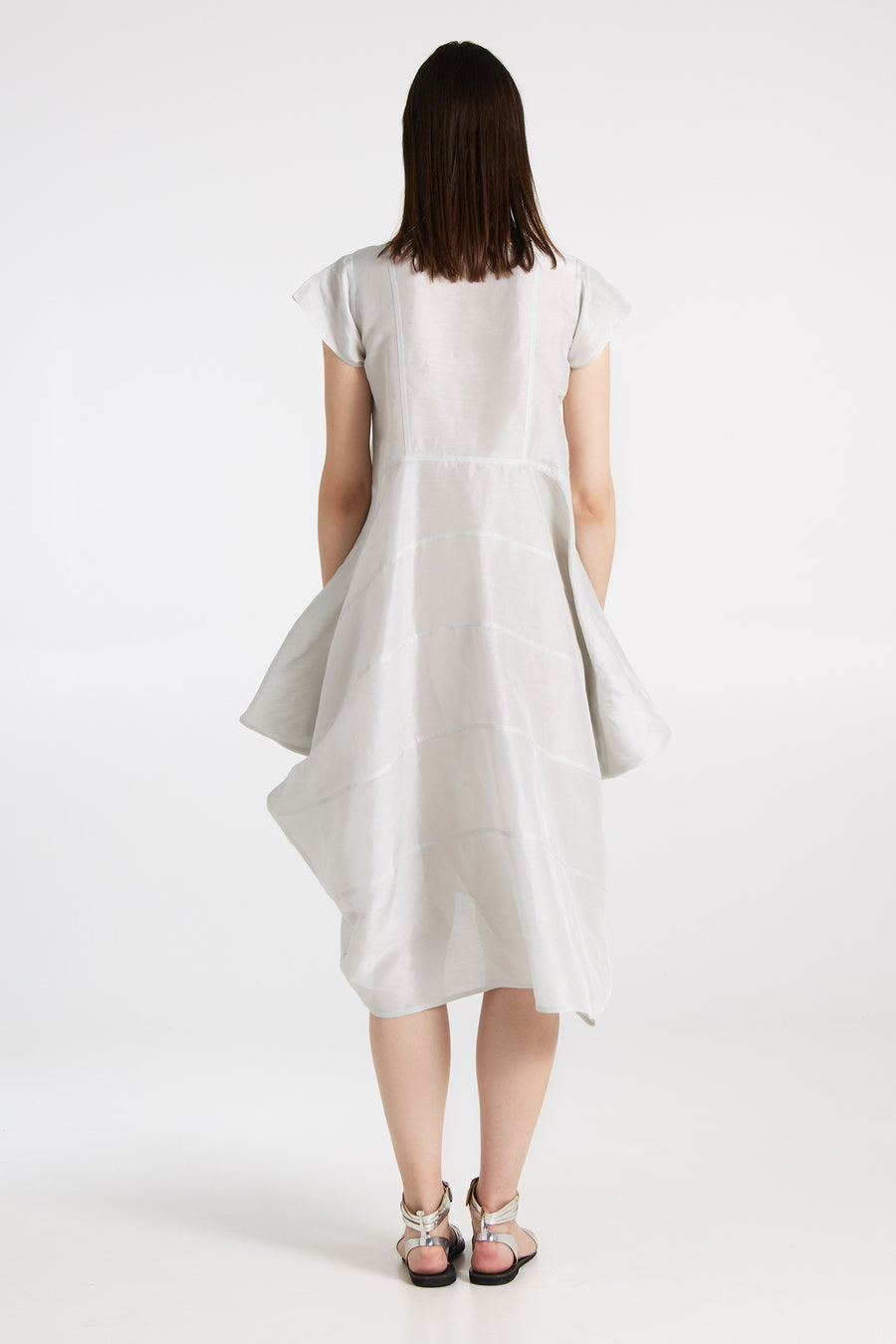Wide silk and linen dress