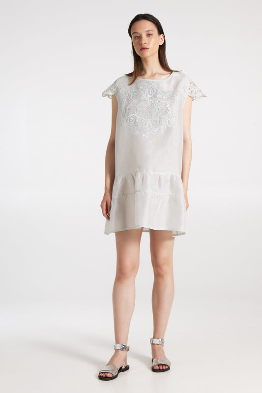 Silk and linen short dress