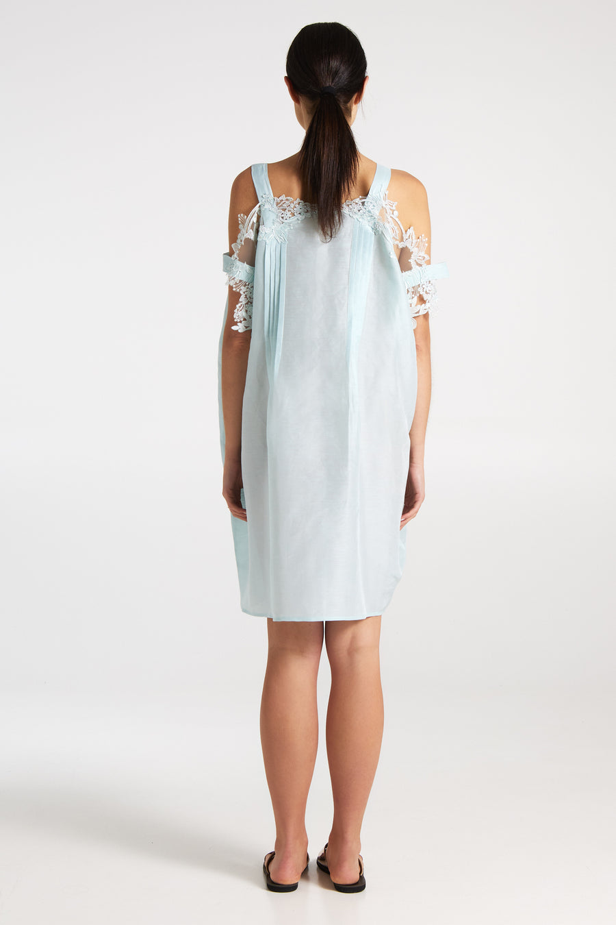 Lace square dress with straps