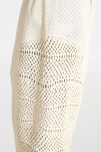 Perforated leather trousers