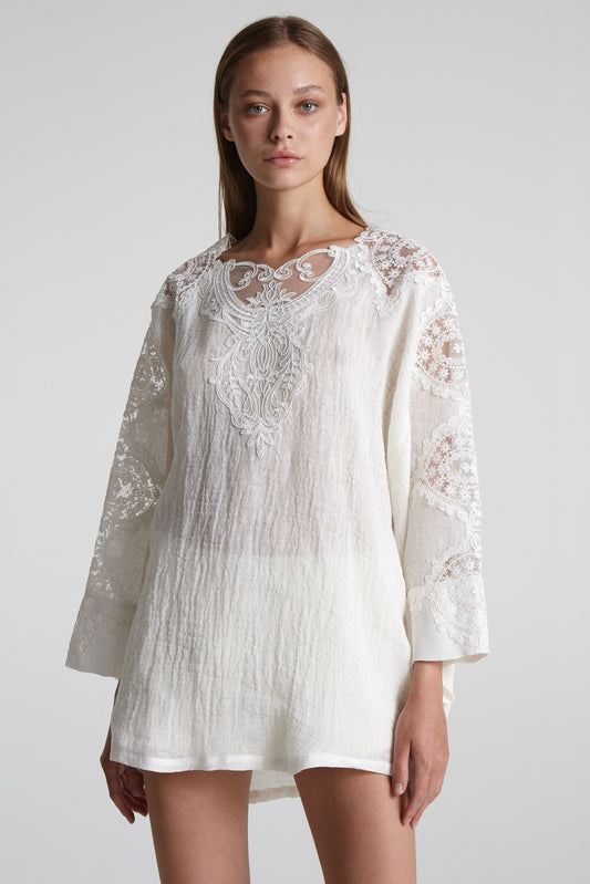 Lace long blouse