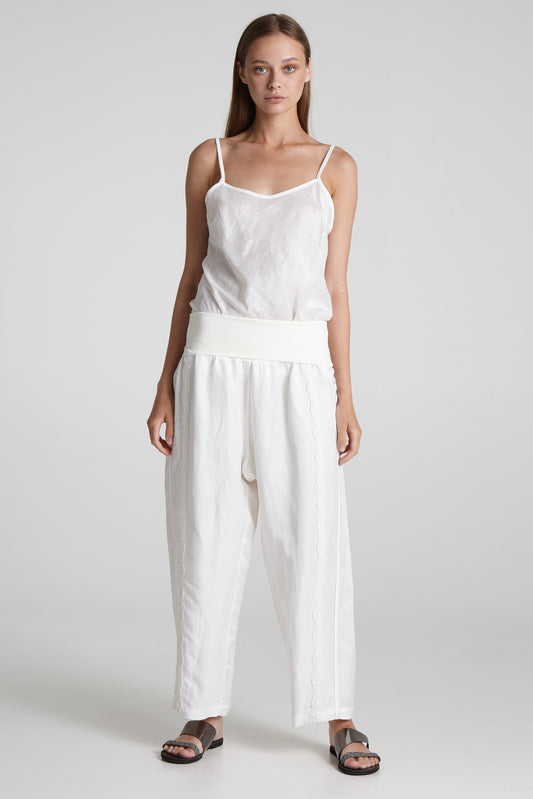 Lace linen pants